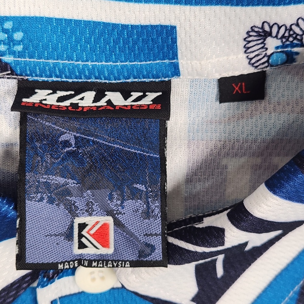 Vintage Karl Kani‎ Shirt XL Blue Aquatics Endurance Button Diving Print Y2K 90s - Picture 3 of 12